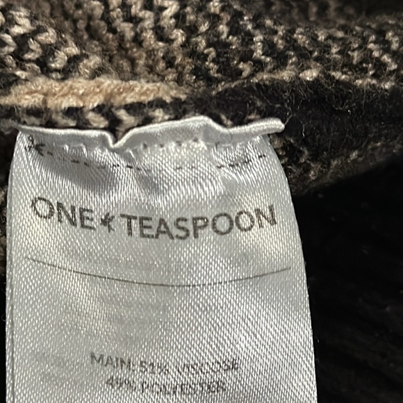 ONE TEASPOON BLACK SWIRL VORTEX JUMPER SWEATER Black &Tan with Thumb holes Sz XL - Picture 13 of 14